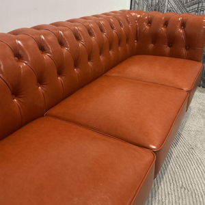 Canapé Chesterfield <span class=keywords><strong>vintage</strong></span> en cuir 3 places capitonné, canapé en cuir PU marron pour hôtel, hall, café, <span class=keywords><strong>club</strong></span>, mobilier - Product Image 4