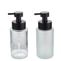 Pabrik grosir berbusa Dispenser sabun dengan jelas botol lebar pembukaan Matte hitam Matte pompa logam kepala 45mm