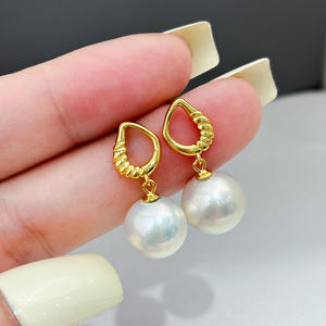 ต่างหูเงินแท้ S925 แบบ DIY สำหรับใส่ไข่มุก ดีไซน์ทันสมัย เรียบง่าย พร้อมฐานเปล่าสำหรับใส่ไข่มุกทรงกลมขนาด 9-13 มม. รุ่น 22285 - Product Image 1