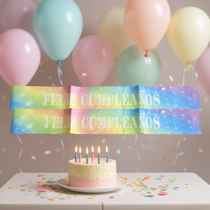 Banda de Feliz Cumpleaños en Colores Pastel con Letras Blancas, Decoración Elegante para Fiestas, Bolsa de 12 Piezas - Product Image 3