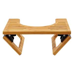 Taburete de baño plegable de madera simple, color natural, tipo cuadrado grande, multifuncional, para adultos y niños - Product Image 5