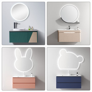 <strong>Vanity</strong> Bathroom Artistic Design Luxury Fluted <strong>Wood</strong> Floating Bathroom <strong>Vanity</strong> With Oval LED Backlit Mirror <strong>Vanity</strong> <strong>Unit</strong> - Product Image 5
