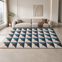 Tapis décoratif moderne en acrylique géométrique beige marine à motifs rectangulaires, tissé à la main, pour salon, villa, intérieur personnalisé