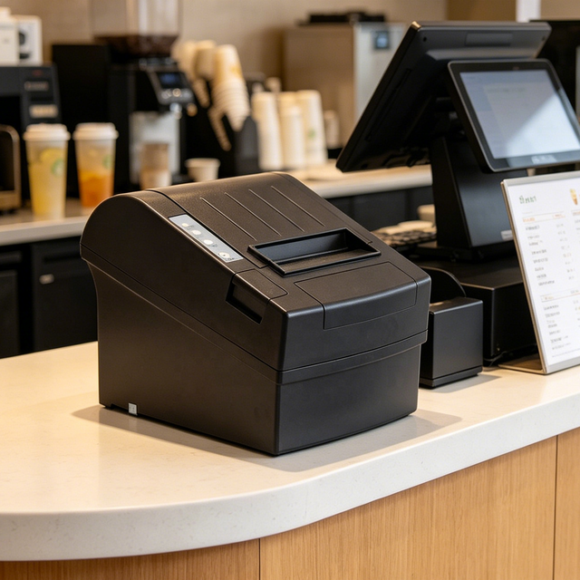 80mm Desktop Thermal Receipt Printer Wireless Printer LAN/RS232 Optional for Restaurant Cashier Counter Use