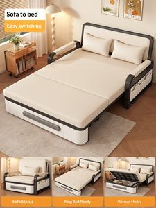 Klappbares Schlafsofa Metall Nordeuropäisches Design Kratzfeste Polsterung Multifunktionale Aufbewahrungsfunktion Ausziehbares Bett für - Product Image 2