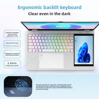 Özel 15.6 + 7 İnç Çift Ekranlı Bilgisayar Intel Celeron N100 İşlemcili SSD RGB Arkadan Aydınlatmalı Klavyeli İnce ve Hafif Ofis ve Eğitim İçin Dizüstü Bilgisayar