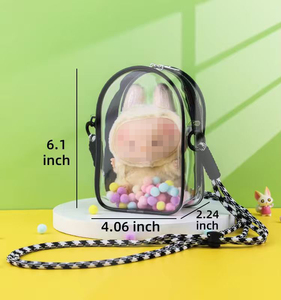 Xách tay PVC rõ ràng Túi hình hiển thị túi dây kéo hiển thị rõ ràng trường hợp mù hộp hiển thị với Keychain - Product Image 3