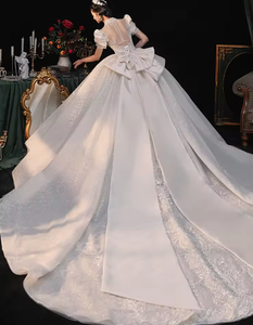 Nouveau Style nuptiale rétro tempérament haut de gamme lourd Style fait à la main grande queue robe de mariée - Product Image 2