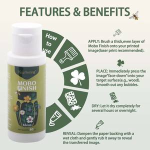 <span class=keywords><strong>Colle</strong></span> Mobo Finish pour transfert sur bois, plastique et verre, grande capacité, avec pinceau éponge, vente en gros - Product Image 2