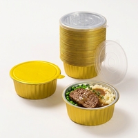 Barquettes en aluminium robustes avec couvercle, jetables, pour préparation de repas, barquettes en aluminium doré de qualité alimentaire, résistantes au four