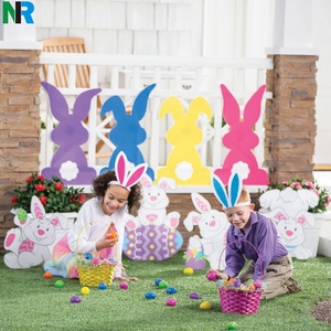 Letreros de Bienvenida Metálicos para Exteriores al por Mayor, Letreros de Jardín de Pascua con PP Impermeable, Conejo y Huevo, Servicio de Corte Personalizado - Product Image 4