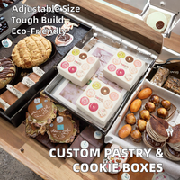 Boîtes à pâtisserie en PVC rose personnalisées pour biscuits, gâteaux, biscuits, emballage cadeau élégant en papier avec logo sucré