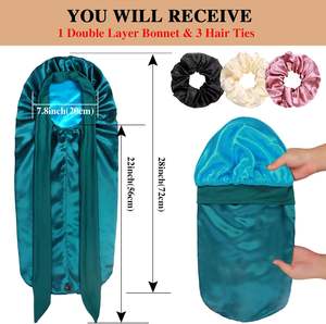 หมวกคลุมผมซาตินสั่งทำพร้อมโลโก้ขายส่ง พร้อมแถบยางยืด หมวกคลุมผมยาวสำหรับนอน ปิดผมถักเปีย ผลิตภัณฑ์สมาร์ทโฮม - Product Image 4