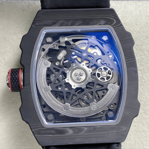 Customized carbon fiber fashion mechanical watch, hollowed-out square, water-resistant men's watch - Product Image 1