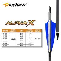 Flèches en carton pur Pandarus Archery ALPHA-X avec plumes de dinde, diamètre intérieur de 6,2 mm, 0,006 pouces, pour la chasse traditionnelle, l'arc à poulies et le tir sur cible