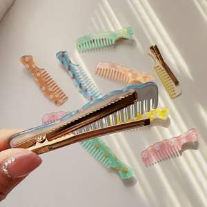 Qianjin Schattige Eendenbek Clip Bloemen Hairgrip Zoete Stijl Plastic Bloemenprint Kam Vorm Haarspeld Voor Dames Haardecoratie - Product Image 4