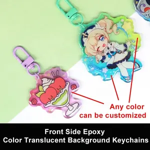 Custom Make Your Own Anime Gradient Acrylic Keychain Printed Epoxy Translucent Color Border Acrylic Charm