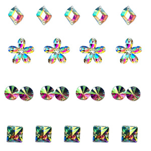 Strass ronds à dos plat avec trous, lot de 6 grilles, pour vêtements DIY, accessoires de robe de mariée, pierres en verre cristal - Product Image 5