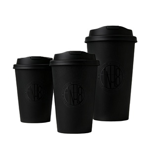Matte Black <b>Disposable</b> Paper Coffee <b>Cup</b> with Lids Custom Logo 8oz 12oz 16oz Hot Cold Drink <b>Cup</b> for Cafe Takeaway - Product Image 2