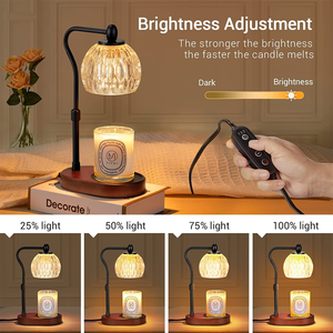 Lámpara Calentadora de <span class=keywords><strong>Velas</strong></span> de Cristal Vintage con Base de Madera, Fundidor de Cera Eléctrico Regulable, Regalo Perfecto para Cumpleaños y Festividades para la Familia - Product Image 3