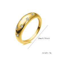 Fashion Star Bagues pour femmes plaquées or 14K Ensemble empilable en zircon cubique à la mode avec gros dôme pour anniversaire de fête de fiançailles