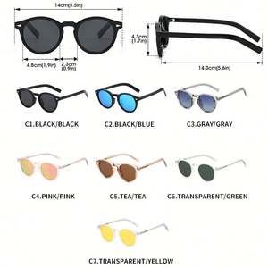 Lunettes de soleil polarisées rétro 2025 pour hommes et femmes avec logo personnalisé, protection UV400, monture transparente TR90, lunettes de soleil rondes pour hommes et femmes - Product Image 6