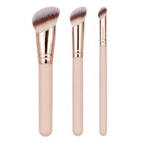 Lot de 3 pinceaux de maquillage professionnels avec poils synthétiques doux, comprenant des pinceaux pour poudre, fard à joues et anticernes – Outil de beauté professionnel