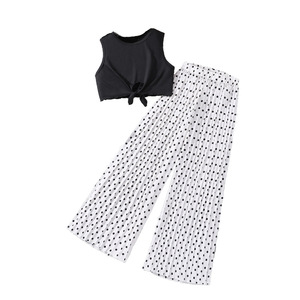 Nuovo abito per bambini 7-12 anni elegante pantaloni lunghi senza maniche abbigliamento per ragazze adolescenti - Product Image 1