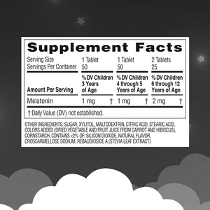 Tabletas Masticables de Melatonina para Niños, Sin Medicamentos, Sueño Efectivo y Natural, Sabor a Uva, Sin Edulcorantes Artificiales, Edades 3+, 50 Unidades - Product Image 2