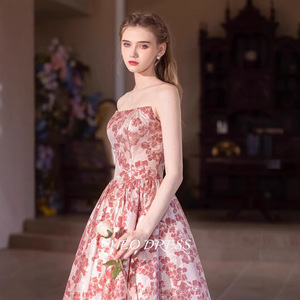 Robe <span class=keywords><strong>de</strong></span> fiançailles <span class=keywords><strong>de</strong></span> luxe léger pour mariée, nouvelle collection, style banquet français, petite taille, en organza, motif floral, couleur bonbon, été - Product Image 4