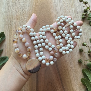 <span class=keywords><strong>Mala</strong></span> en citrine avec pendentif en onyx fleuri, 108 perles <span class=keywords><strong>de</strong></span> méditation nouées à <span class=keywords><strong>la</strong></span> main, collier <span class=keywords><strong>de</strong></span> yoga en cristaux <span class=keywords><strong>de</strong></span> guérison, cadeau JapaMala - Product Image 2