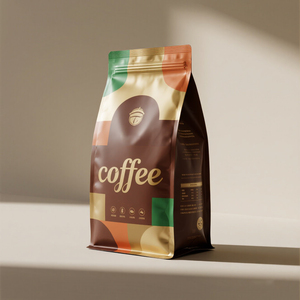 <span class=keywords><strong>Bolsa</strong></span> Zipolck de plástico de grado alimenticio con impresión personalizada de 200g, 400g, 500g, para embalaje de granos de café, <span class=keywords><strong>bolsa</strong></span> de café con refuerzo lateral con válvula - Product Image 4