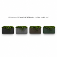 Jardinière murale robuste en fer thermolaqué avec support, corps solide pour extérieur, bâtiment et clôture