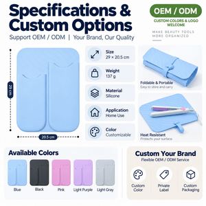 Sac de rangement pour fer à friser en silicone 29x20,5 cm, pliable, résistant à la chaleur, organisateur de voyage portable, bleu, rose, violet clair - Product Image 3