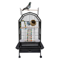 Cage à oiseaux en forme de grange Grande cage pour animaux de compagnie Roues Perroquet Perruche Canary Finch Conure avec support Multi-Level Small Animals Habitat