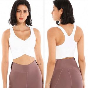 เสื้อกล้ามครอปท็อปผู้หญิงไซส์ใหญ่ คอวี แบบรัดรูป สำหรับโยคะและออกกำลังกาย รุ่นเซ็กซี่ สีนู้ด ปี 2022 ขายส่ง - Product Image 3