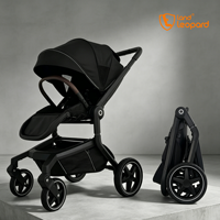 Marche-bébé pliable de luxe 3-en-1 Land Leopard KingKong avec lumières musicales, barre de jouets amovible, cadre en alliage d'aluminium, pliage à un bouton