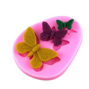 Molde de Silicona Antiadherente para Decoración de Pasteles, con 3 Orificios de Mariposa, para Fondant y <span class=keywords><strong>Arcilla</strong></span> Polimérica - Product Image 1