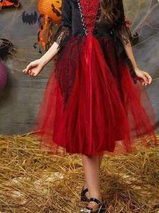 Vestido de Princesa de Malla para Niñas, Disfraz con Capa para Halloween, en Oferta - Product Image 3