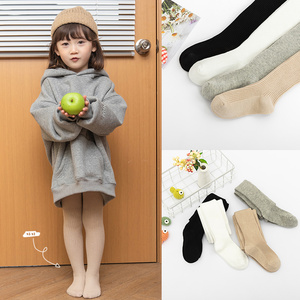 Collants pour bébé en coton côtelé antidérapant, décontractés, à la mode, couleur unie, collants pour enfants - Product Image 4