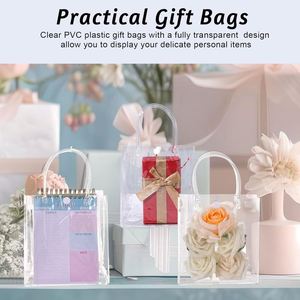 Bolsas de Regalo Transparentes con Asa y Logotipo Personalizado, Bolsas de Plástico Reutilizables para Recuerdos de Fiesta, Bodas y Cumpleaños - Product Image 6