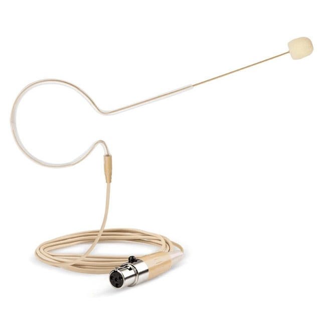 Beige Single Earhook Mini XLR 4-Pin Wired Condenser Microphone for Shure Wireless TA4F Bodypack Transmitter