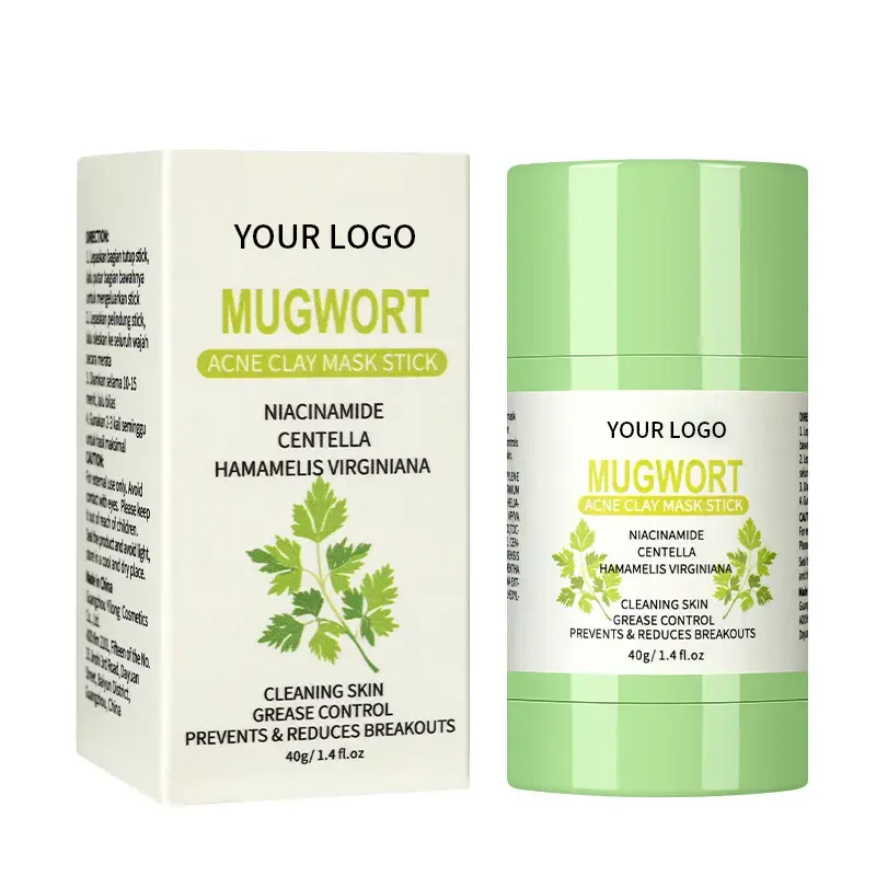 100% Vegan Mugwort Essence Soothe kulit sensitif krim pereda kemerahan Serum Anti Penuaan stik tanah liat masker noda gelap