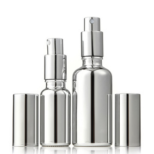 Flacon pulvérisateur <span class=keywords><strong>de</strong></span> <span class=keywords><strong>parfum</strong></span> en verre électroplaqué argenté <span class=keywords><strong>de</strong></span> haute qualité, flacon <span class=keywords><strong>de</strong></span> brume cosmétique pour huile essentielle avec bouchon - Product Image 2