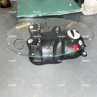Mesa de Centro Moderna con Diseño de Hipopótamo Europeo, Escultura de Fibra de Vidrio con Forma de Mono, Pintada a Mano