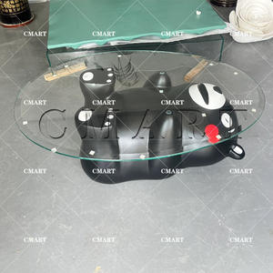 Mesa de centro moderna con diseño de hipopótamo, estatua de fibra de vidrio de mono, escultura de Pantera Rosa, mesa de centro de cristal con hipopótamo - Product Image 6