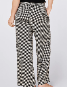 Pantalon décontracté doux pour femmes, taille plus, design ample et confortable, pattes d'éléphant, imprimé à carreaux, respirant, vêtements de nuit, pantalon large en coton mélangé - Product Image 3