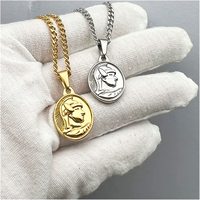 Pendentif classique romain centreion en acier inoxydable, forme ovale, médaillon de soldat, collier pour hommes, pièce de monnaie, médaille, bijoux Vintage