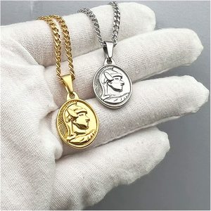 클래식 로마 Centurion 펜던트 스테인레스 스틸 타원형 모양 메달 Solider 남자 목걸이 동전 메달 쥬얼리 빈티지 목걸이 - Product Image 4