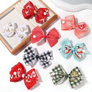 Set de Accesorios para el Cabello Navideños para Niños, Hechos a Mano, de Poliéster, con Lazo <span class=keywords><strong>Jojo</strong></span> y Estampado de Leopardo, Pinza para el Cabello de Bebé, Superventas Transfronterizo - Product Image 3